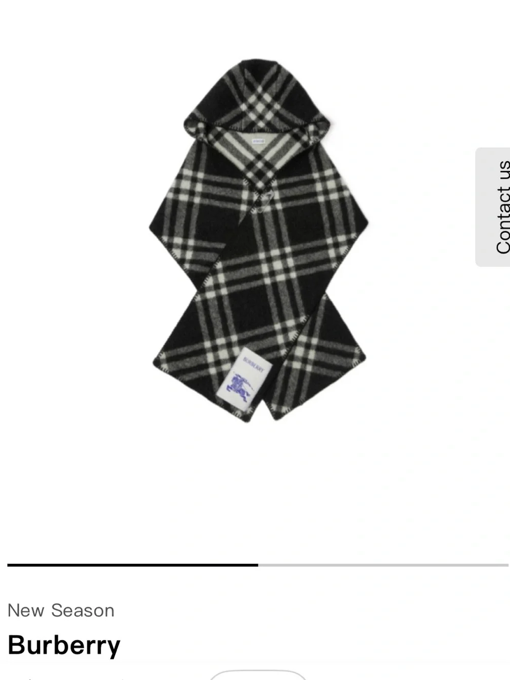Authentic Burberry Black and White Plaid Hooded Scarf